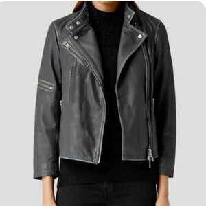 AllSaints Womens mast distressed leather jacket